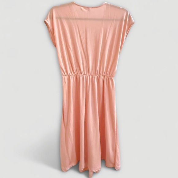 Alya Blush Pink Cap Sleeve Faux Wrap Dress | Size M - Picture 2 of 5
